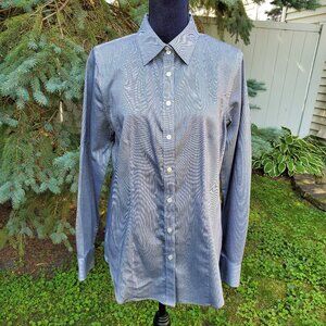 Talbots Black & White Fitted Button Down Shirt Size 12